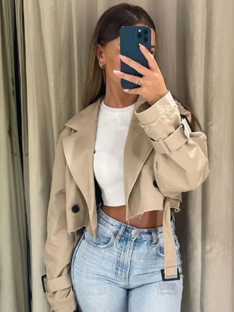 Belted Cropped Trench